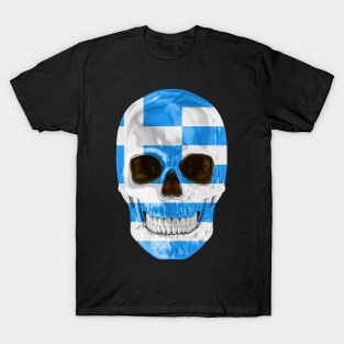 Greece Flag Skull - Gift for Greek With Roots From Greece T-Shirt